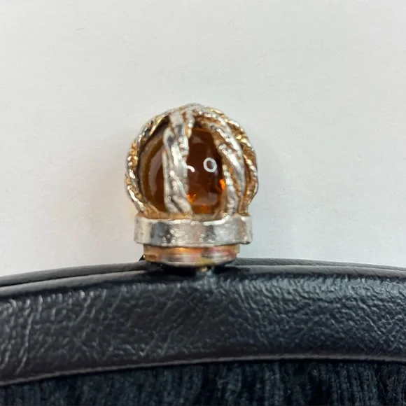 Vintage 1950’s Harry Levine Jewel Kiss Clasp Floral Tapestry Purse Leather Strap - Picture 3 of 16